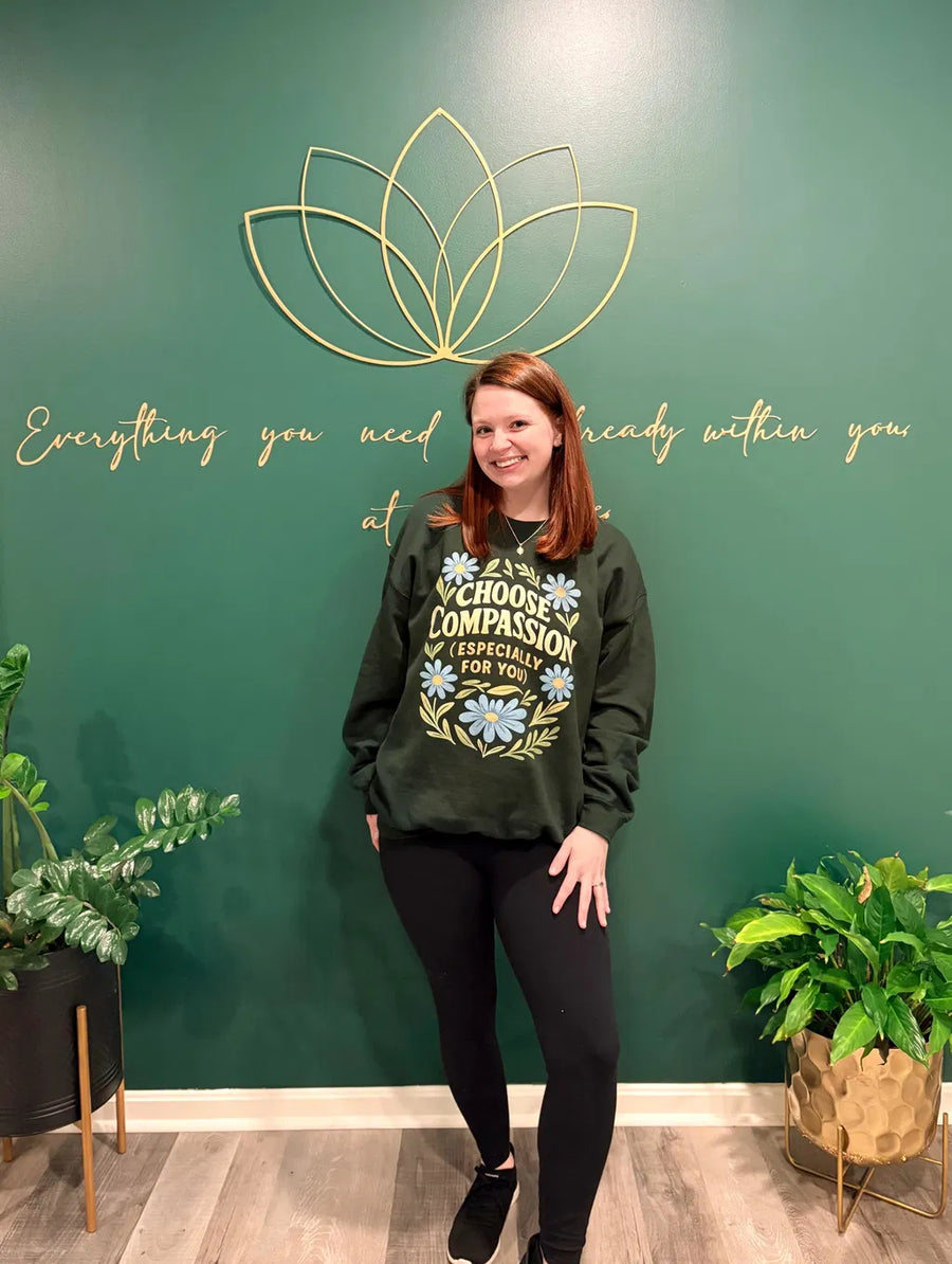 Abby Uranga wearing her Self-Care Shirts tee