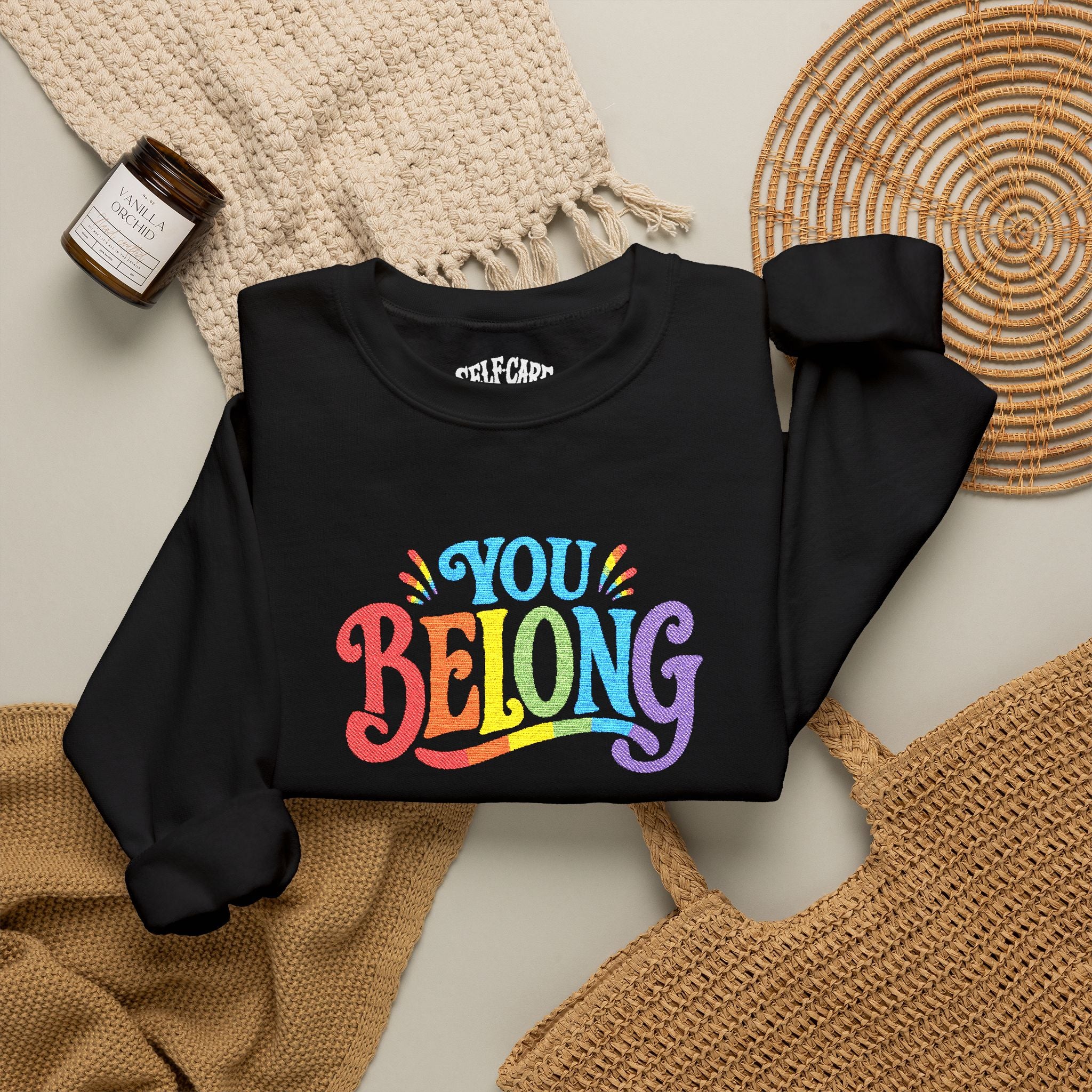 Embroidered You Belong Sweatshirt