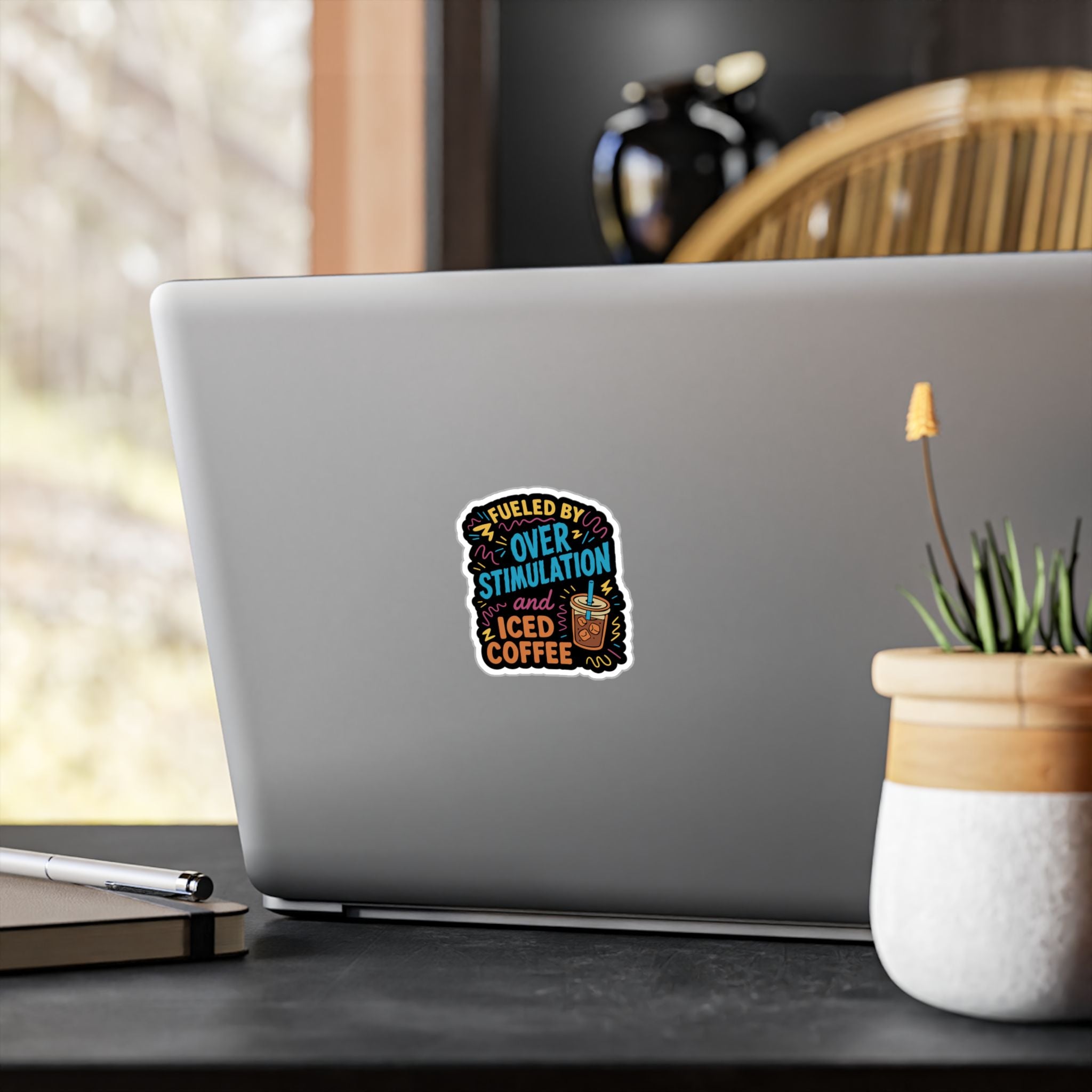 Fueled by Overstimulation and Iced Coffee Sticker