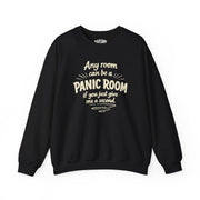 Any Room Can Be a Panic Room funny anxiety sweatshirt - hand-drawn design - Self-Care Shirts