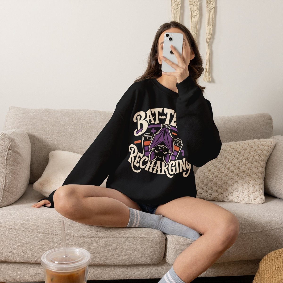 Bat-teries Recharging Sweatshirt - Self-Care Shirts