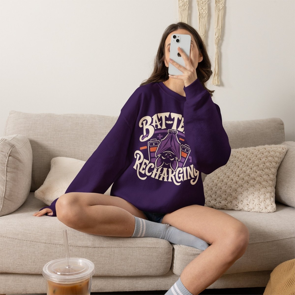 Bat-teries Recharging Sweatshirt - Self-Care Shirts