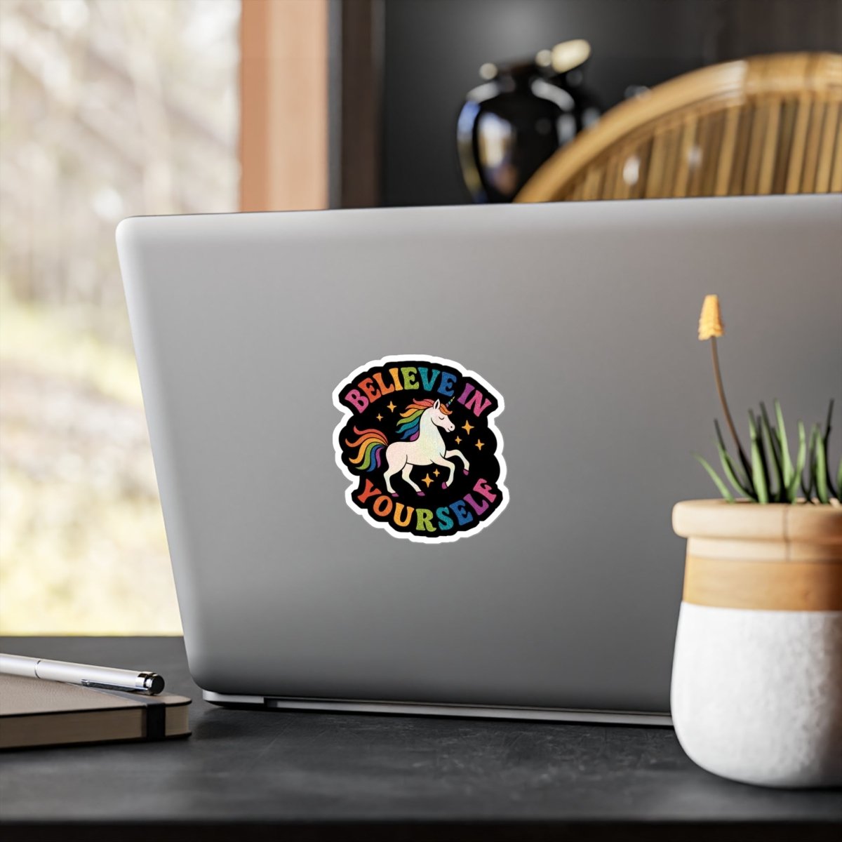 Believe in Yourself Unicorn Sticker - Self - Care Shirts