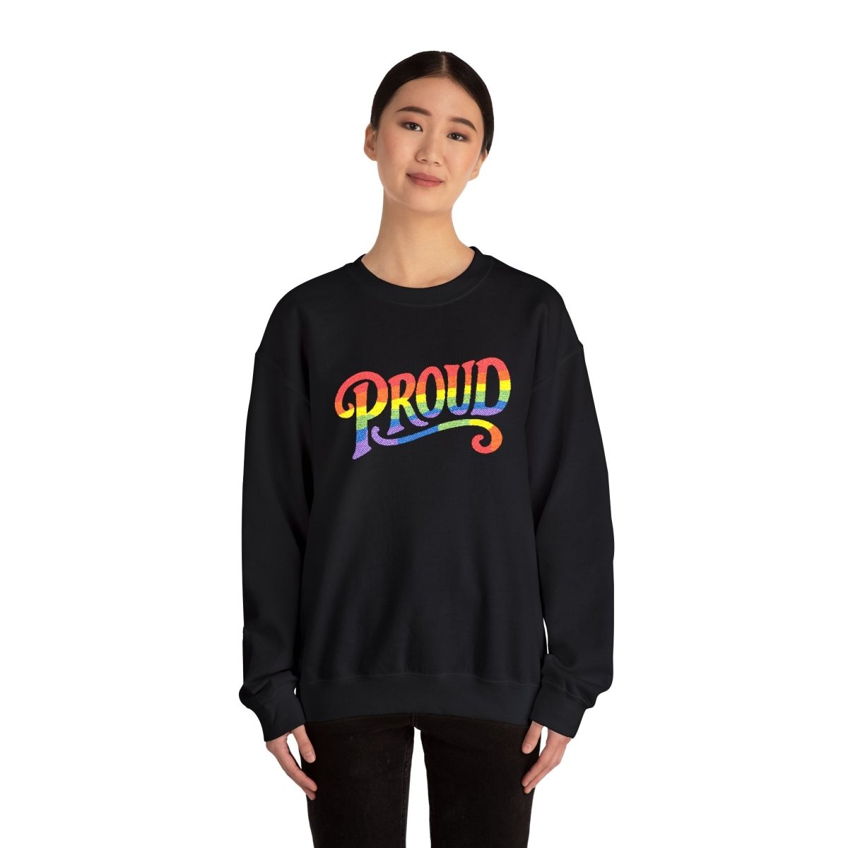 Embroidered Proud Rainbow Sweatshirt - Self - Care Shirts