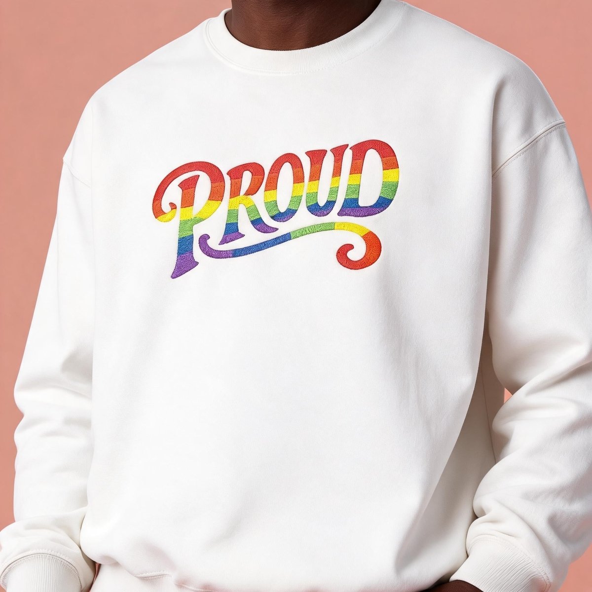 Embroidered Proud Rainbow Sweatshirt - Self-Care Shirts