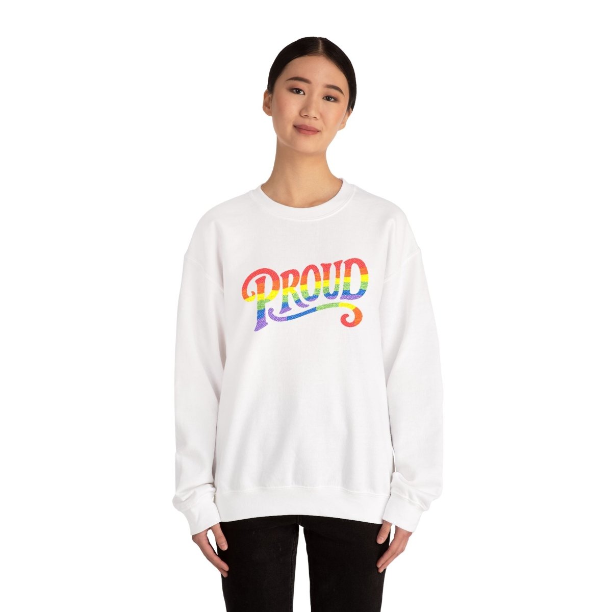 Embroidered Proud Rainbow Sweatshirt - Self - Care Shirts