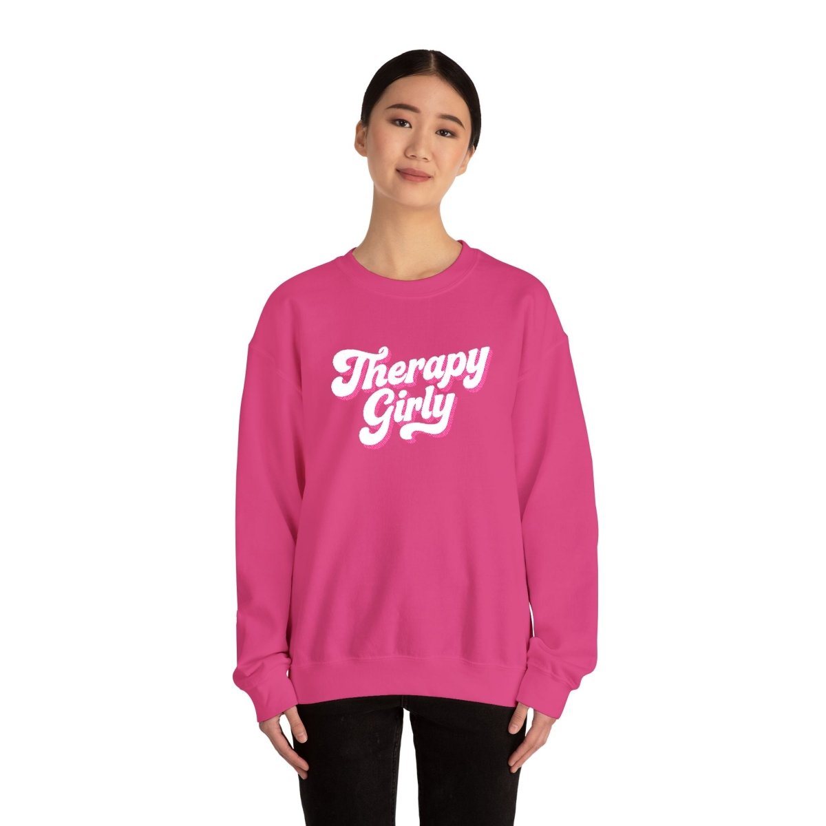 Embroidered Therapy Girly Sweatshirt - Self - Care Shirts
