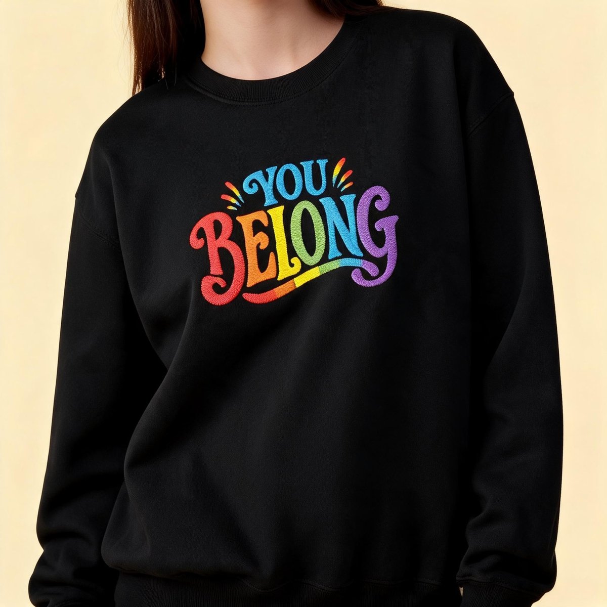 Embroidered You Belong Sweatshirt - Self-Care Shirts