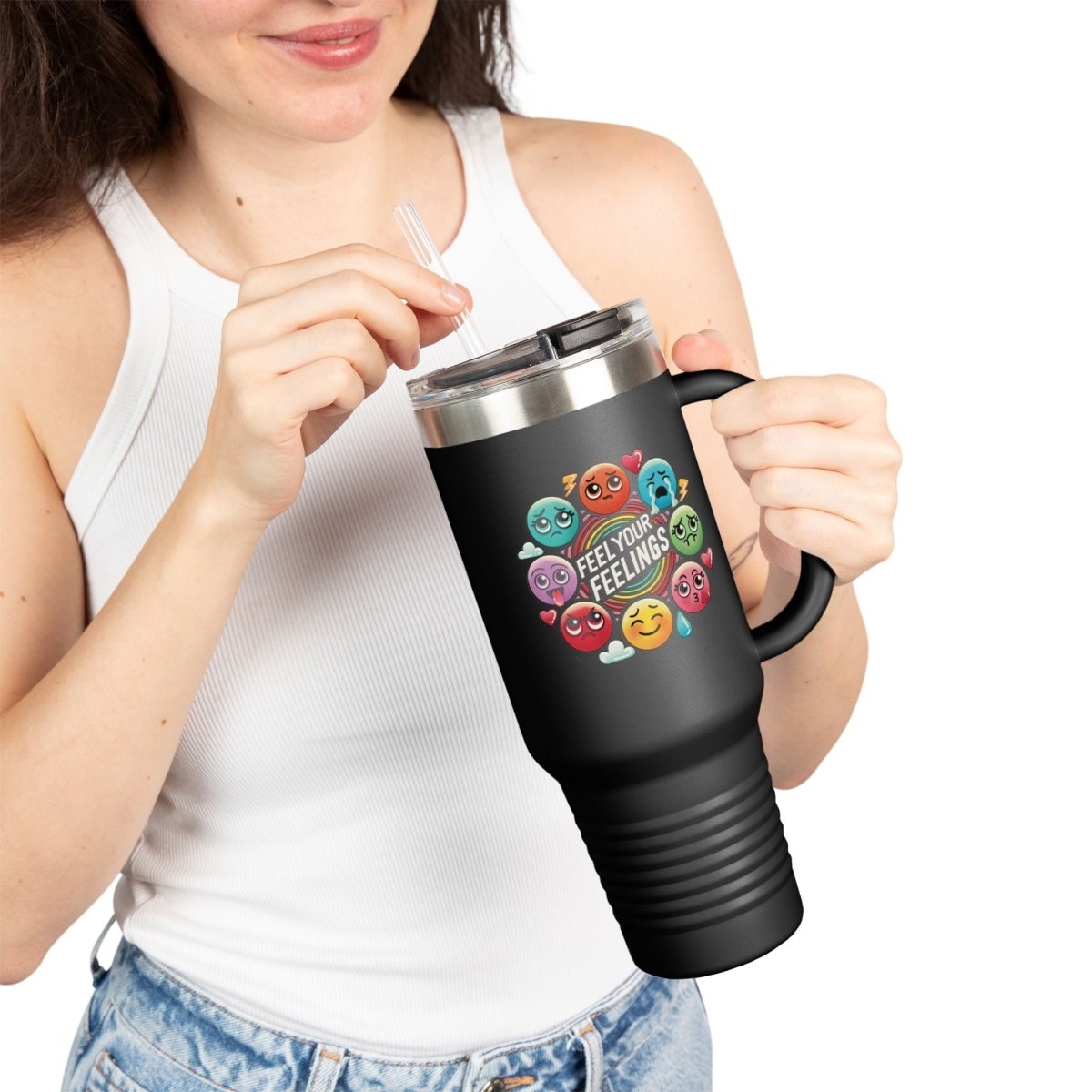 Feel Your Feelings Insulated Travel Mug, 40oz - Self-Care Shirts for mental health