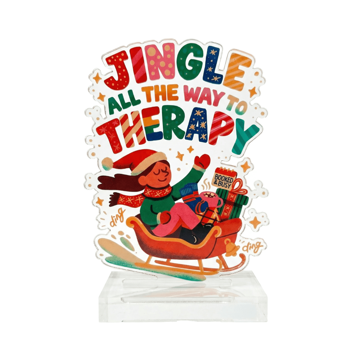 Jingle All the Way to Therapy funny holiday therapy acrylic desk sign - Self-Care Shirts