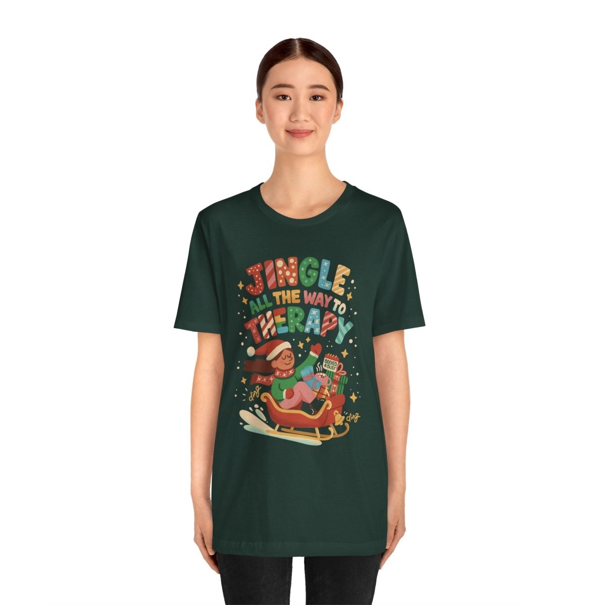 Jingle All the Way to Therapy | Mental Health Shirt - Self - Care Shirts