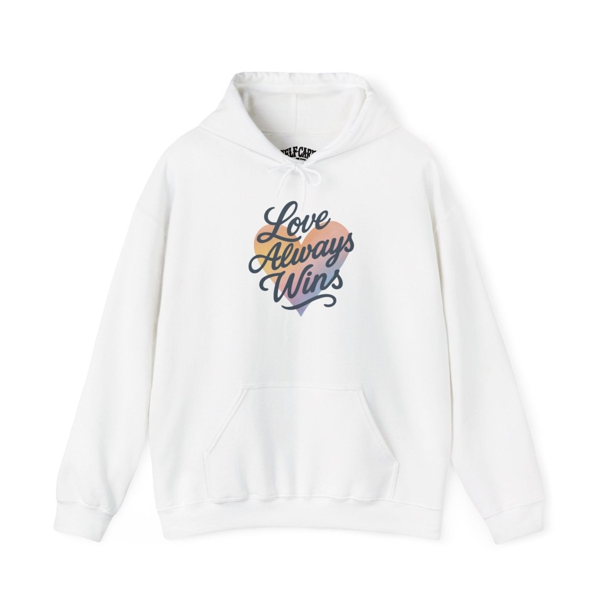 Love Always Wins LGBTQ mental health hoodie - hand-drawn heart design - Self-Care Shirts