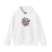 Love Always Wins LGBTQ mental health hoodie - hand-drawn heart design - Self-Care Shirts