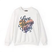 Love Always Wins LGBTQ mental health sweatshirt - hand-drawn heart design - Self-Care Shirts