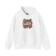 Love Always Wins mental health hoodie - hand-drawn retro design - Self-Care Shirts