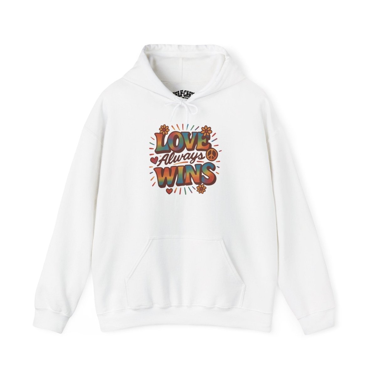 Love Always Wins mental health hoodie - hand-drawn retro design - Self-Care Shirts
