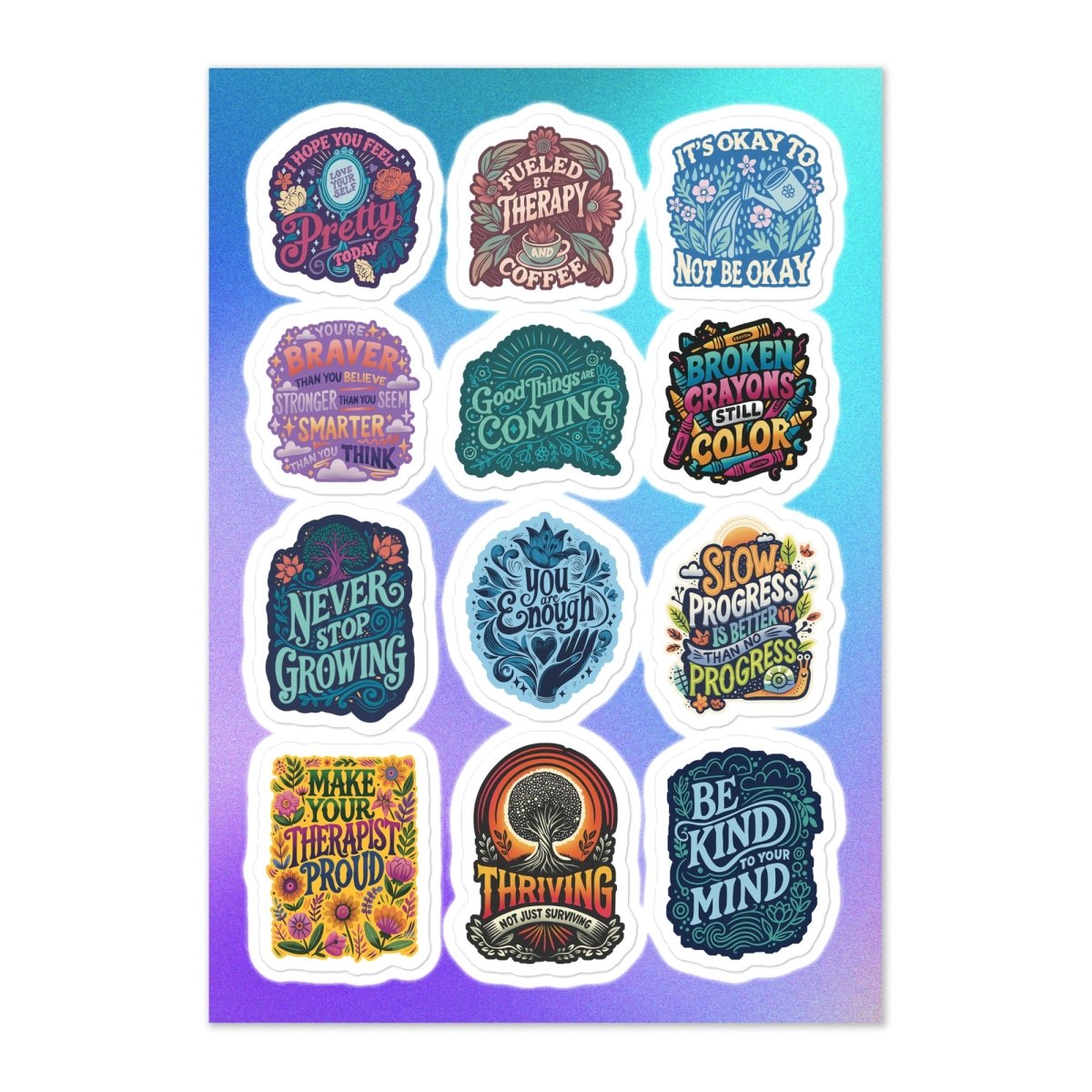 Mental Health Sticker Sheet - Self-Care Shirts for mental health