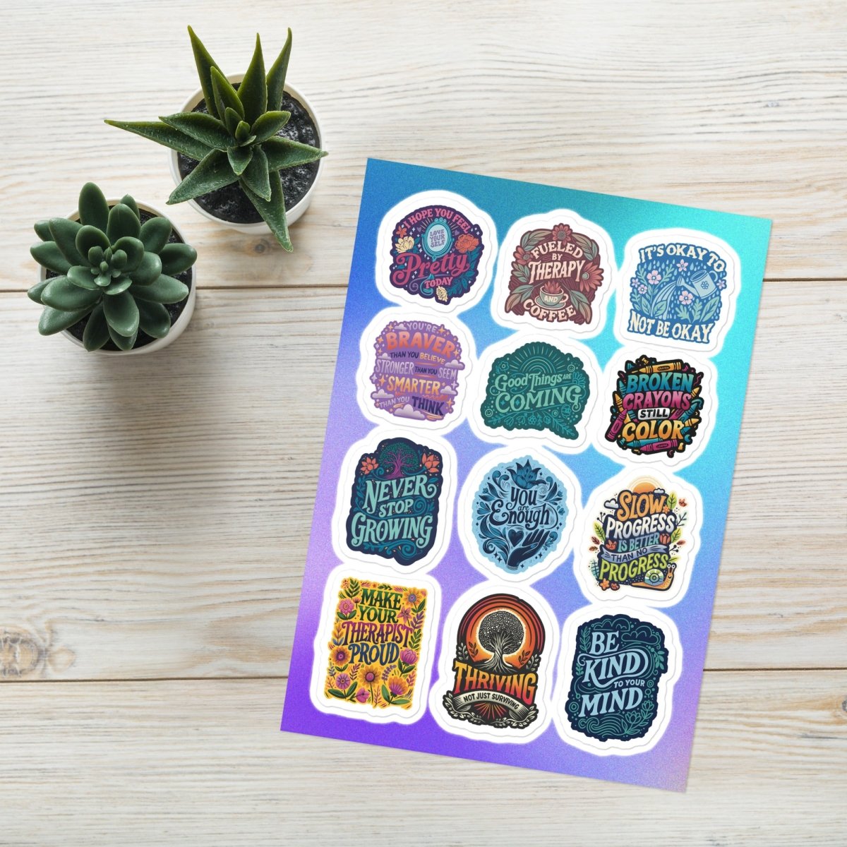 Mental Health Sticker Sheet - Self-Care Shirts for mental health