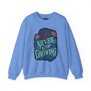 Never Stop Growing Blue Sweatshirt - Self-Care Shirts for mental health