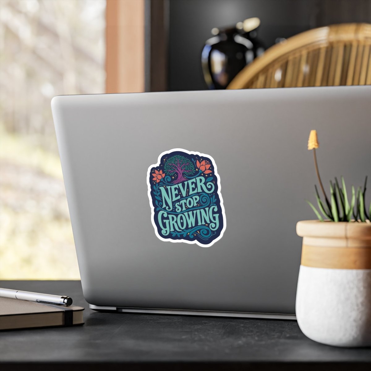 Never Stop Growing Removable Vinyl Decal - Self-Care Shirts for mental health
