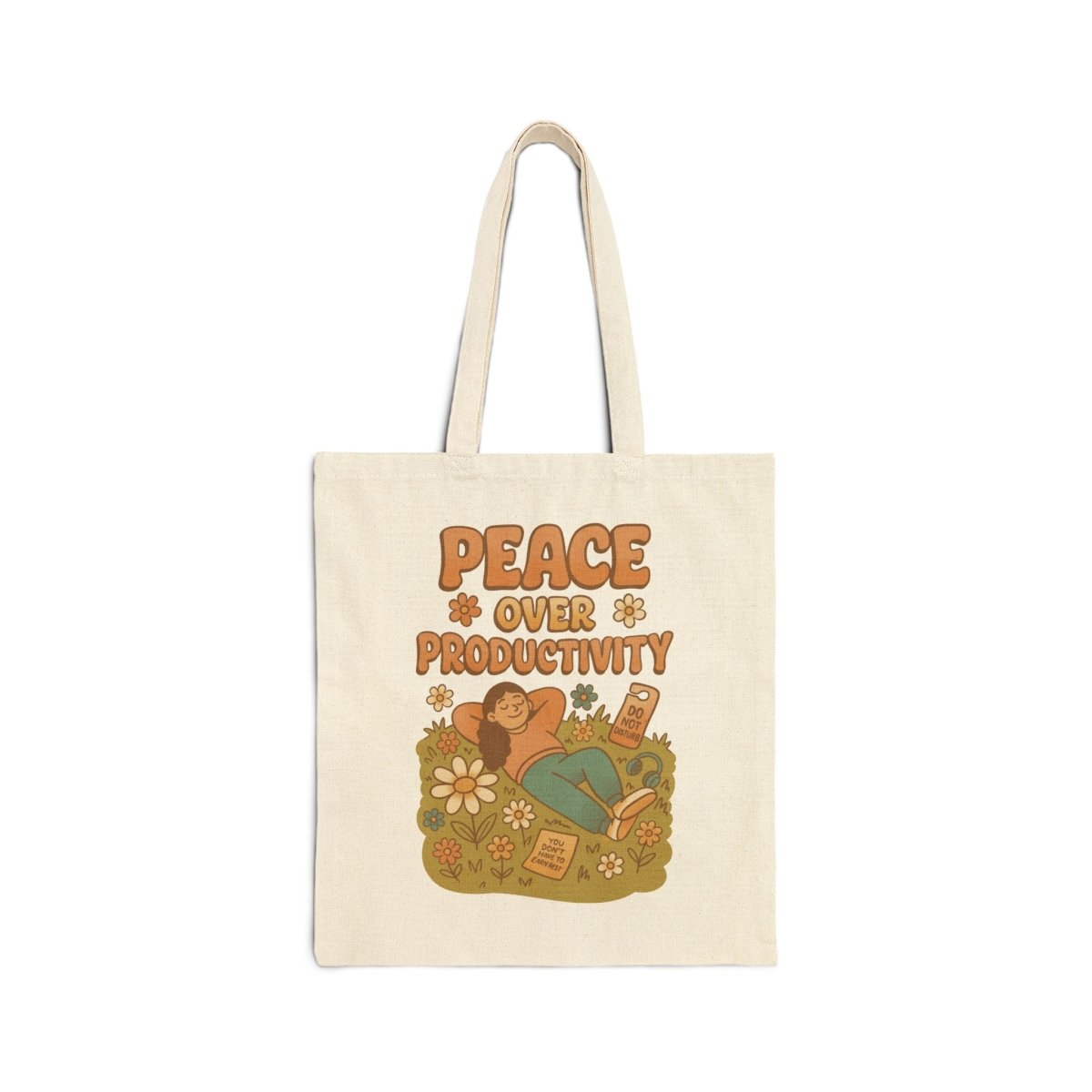 Peace Over Productivity Tote Bag - Self-Care Shirts for mental health