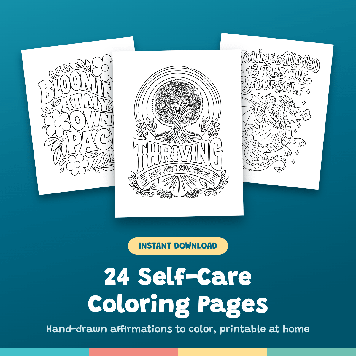 Printable Mental Health Coloring Book (Instant Download) - Self-Care Shirts