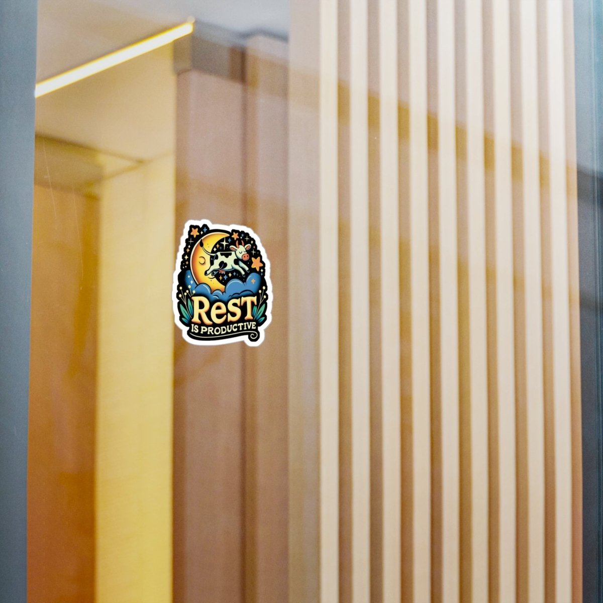 Rest Is Productive Cow Sticker - Self - Care Shirts