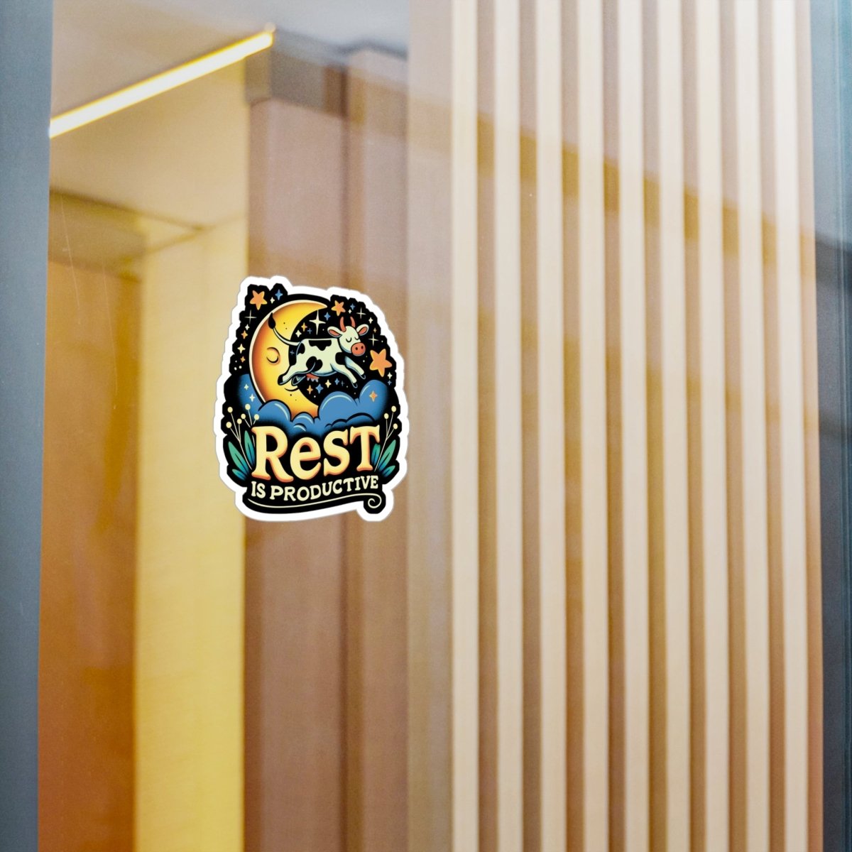 Rest Is Productive Cow Sticker - Self - Care Shirts