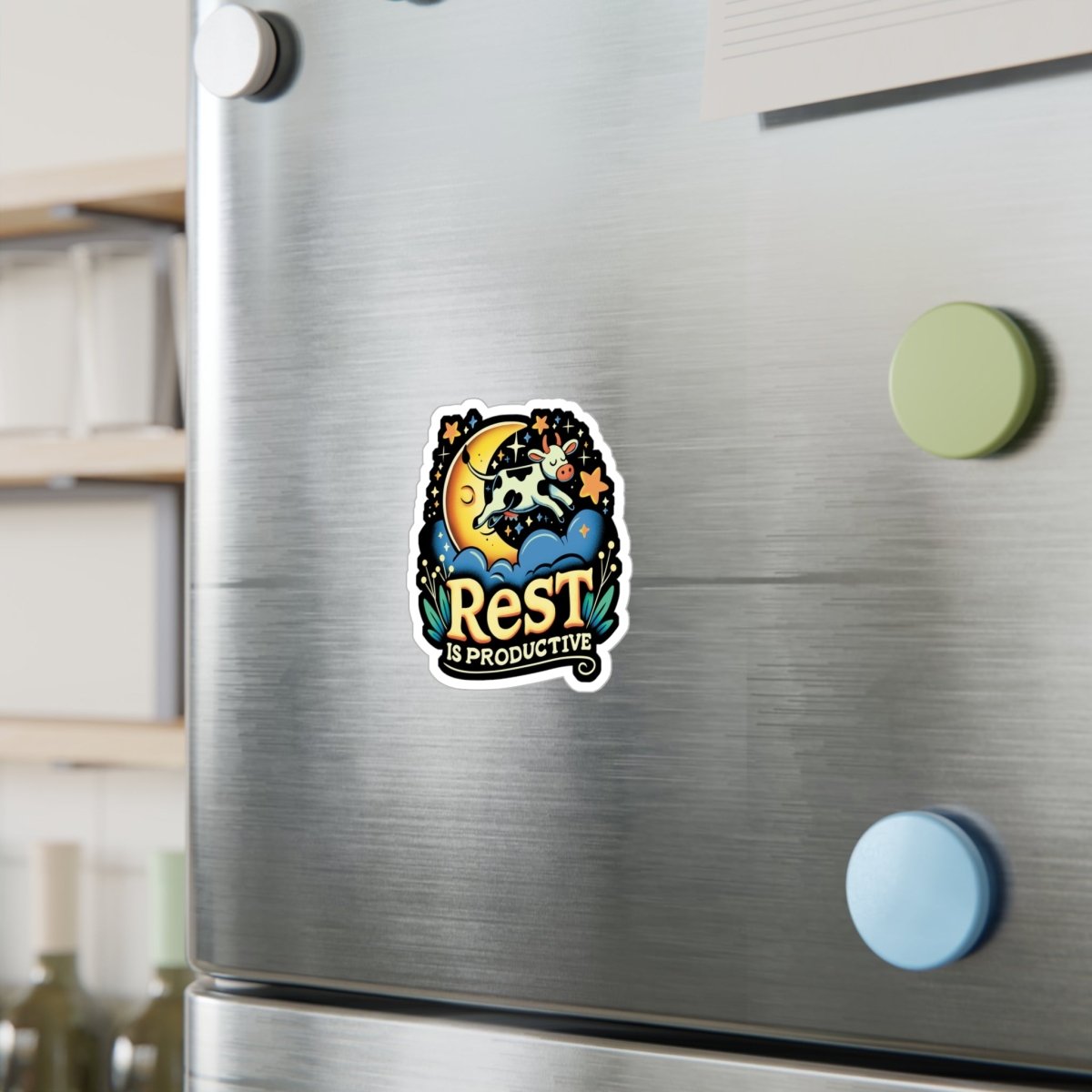 Rest Is Productive Cow Sticker - Self - Care Shirts