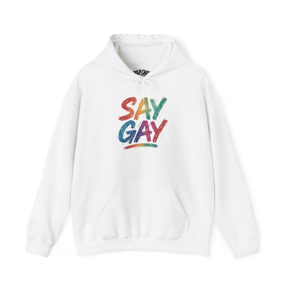 Say Gay LGBTQ Pride mental health hoodie - colorful hand-drawn design - Self-Care Shirts