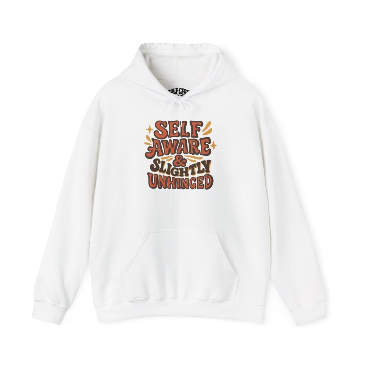 Self-Aware and Slightly Unhinged funny mental health hoodie - hand-drawn design - Self-Care Shirts