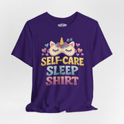 Self-Care Sleep unicorn mental health shirt - hand-drawn whimsical design - Self-Care Shirts
