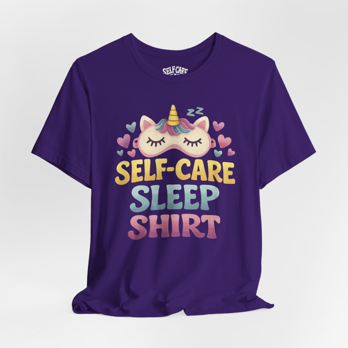 Self-Care Sleep unicorn mental health shirt - hand-drawn whimsical design - Self-Care Shirts