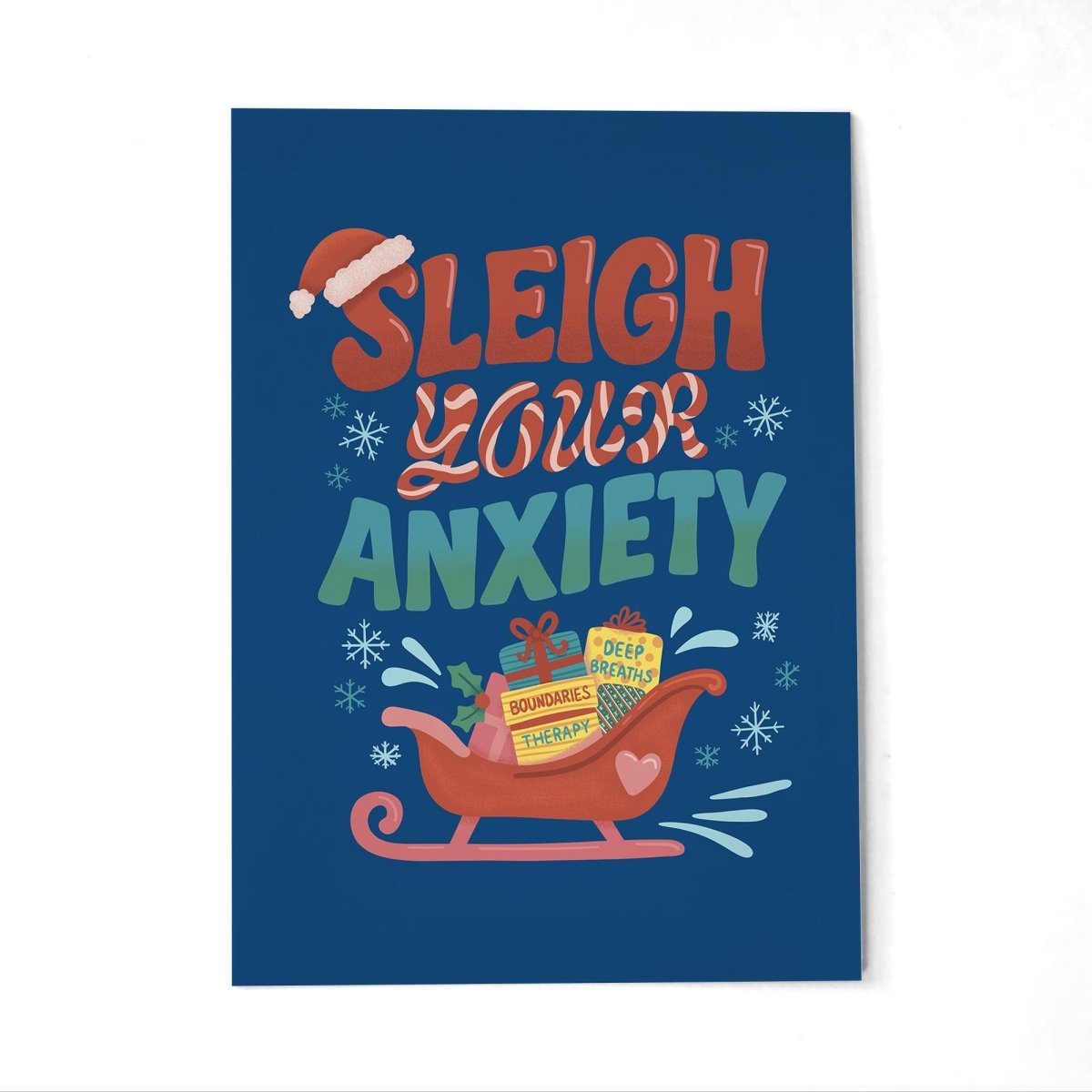 Sleigh Your Anxiety Postcard - Self-Care Shirts