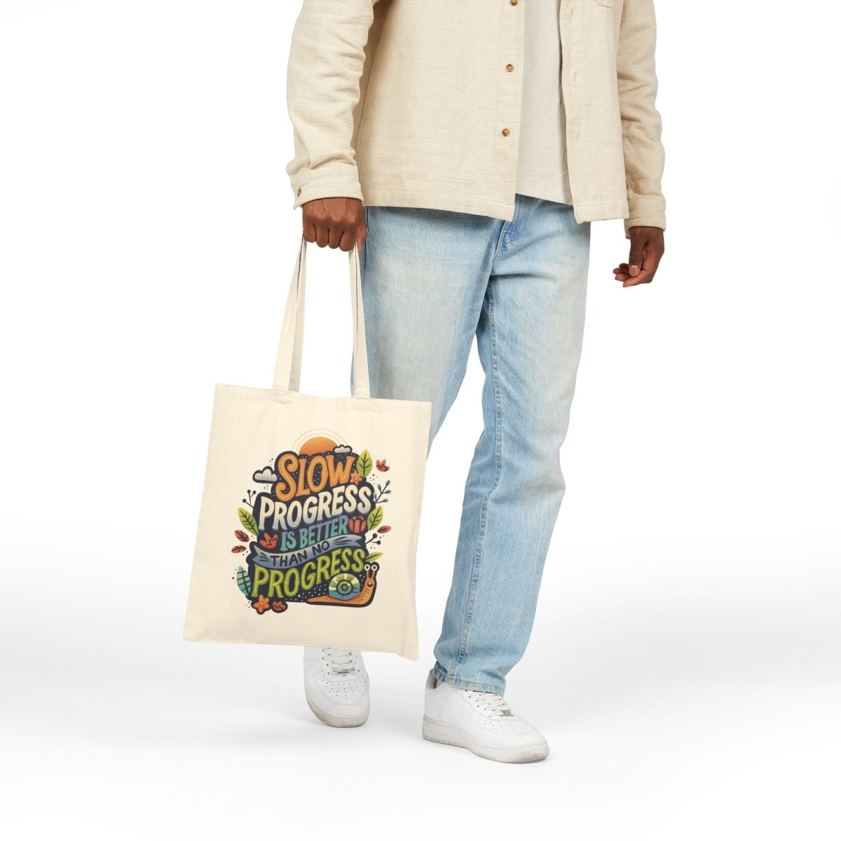 Slow Progress Is Better Than No Progress Snail Tote Bag - Self - Care Shirts