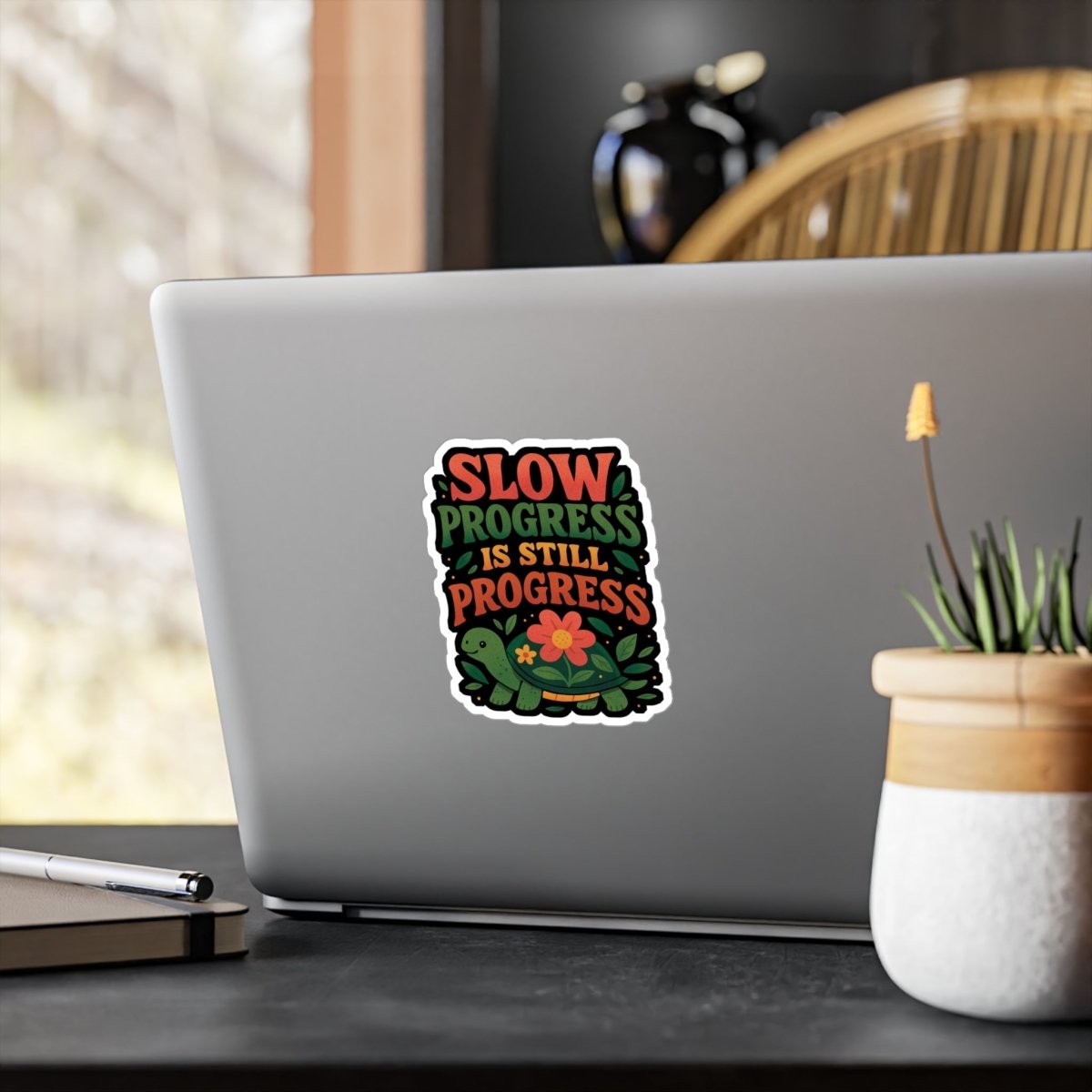 Slow Progress Is Still Progress Turtle Sticker - Self - Care Shirts