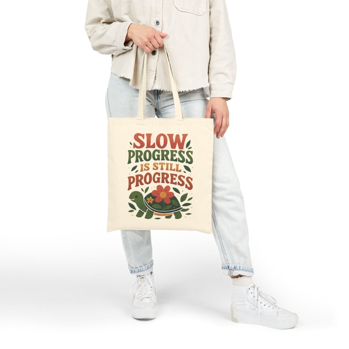 Slow Progress Is Still Progress Turtle Tote Bag - Self - Care Shirts