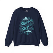 Stronger than the Storm Blue Sweatshirt - Self-Care Shirts for mental health