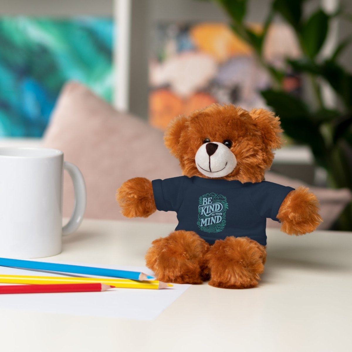 Stuffed Animal Wearing Be Kind Shirt - Self-Care Shirts for mental health