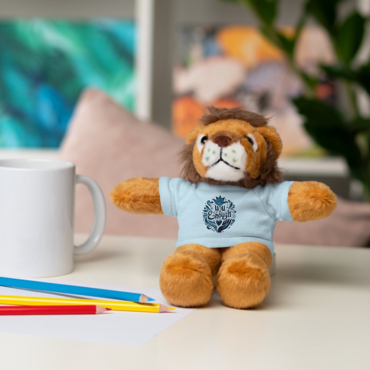 Stuffed Animal Wearing You Are Enough Shirt - Self-Care Shirts for mental health