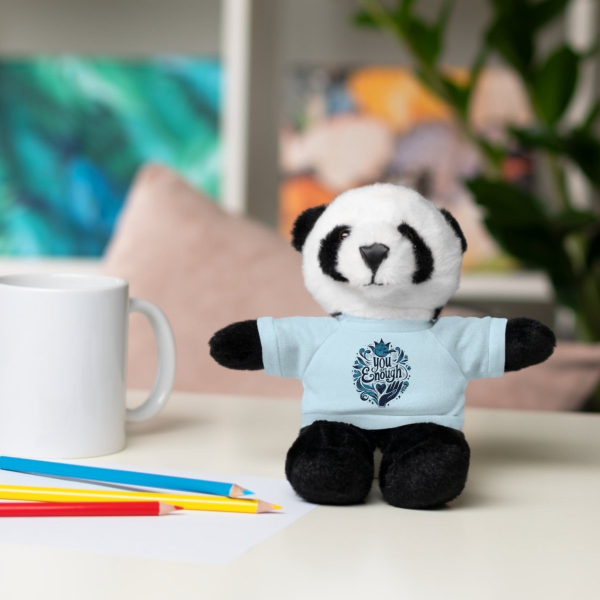 Stuffed Animal Wearing You Are Enough Shirt - Self-Care Shirts for mental health