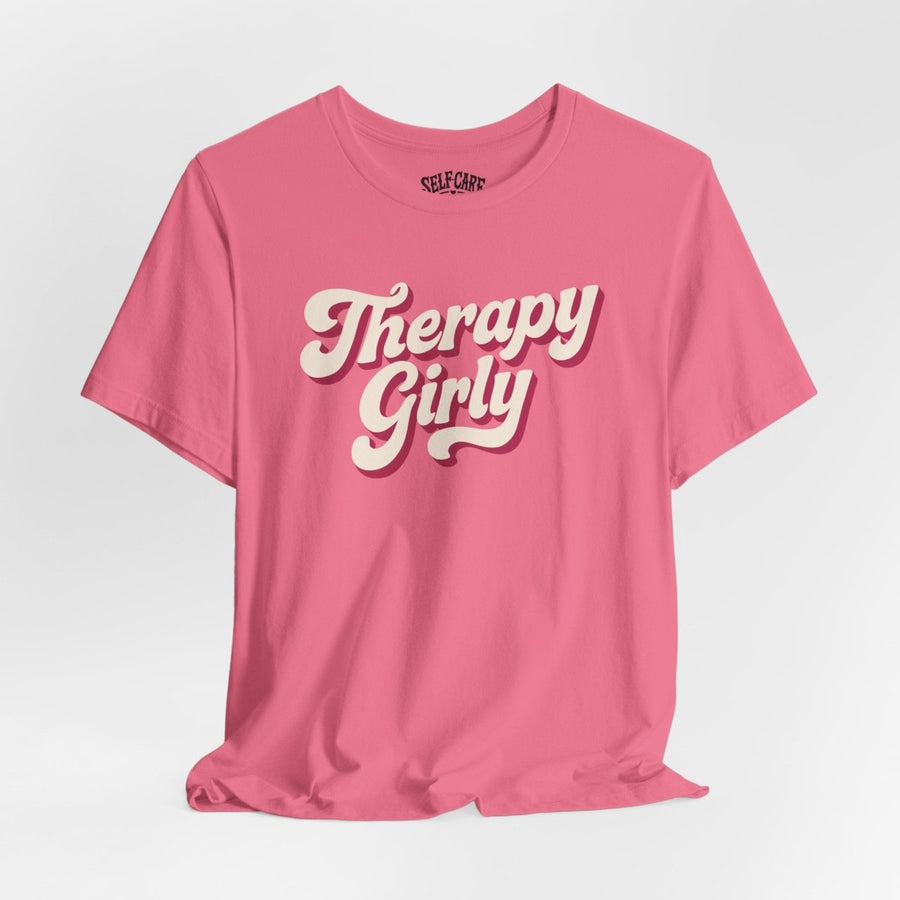 Therapy Girly Barbie pink bestselling mental health shirt - hand-drawn design - Self-Care Shirts