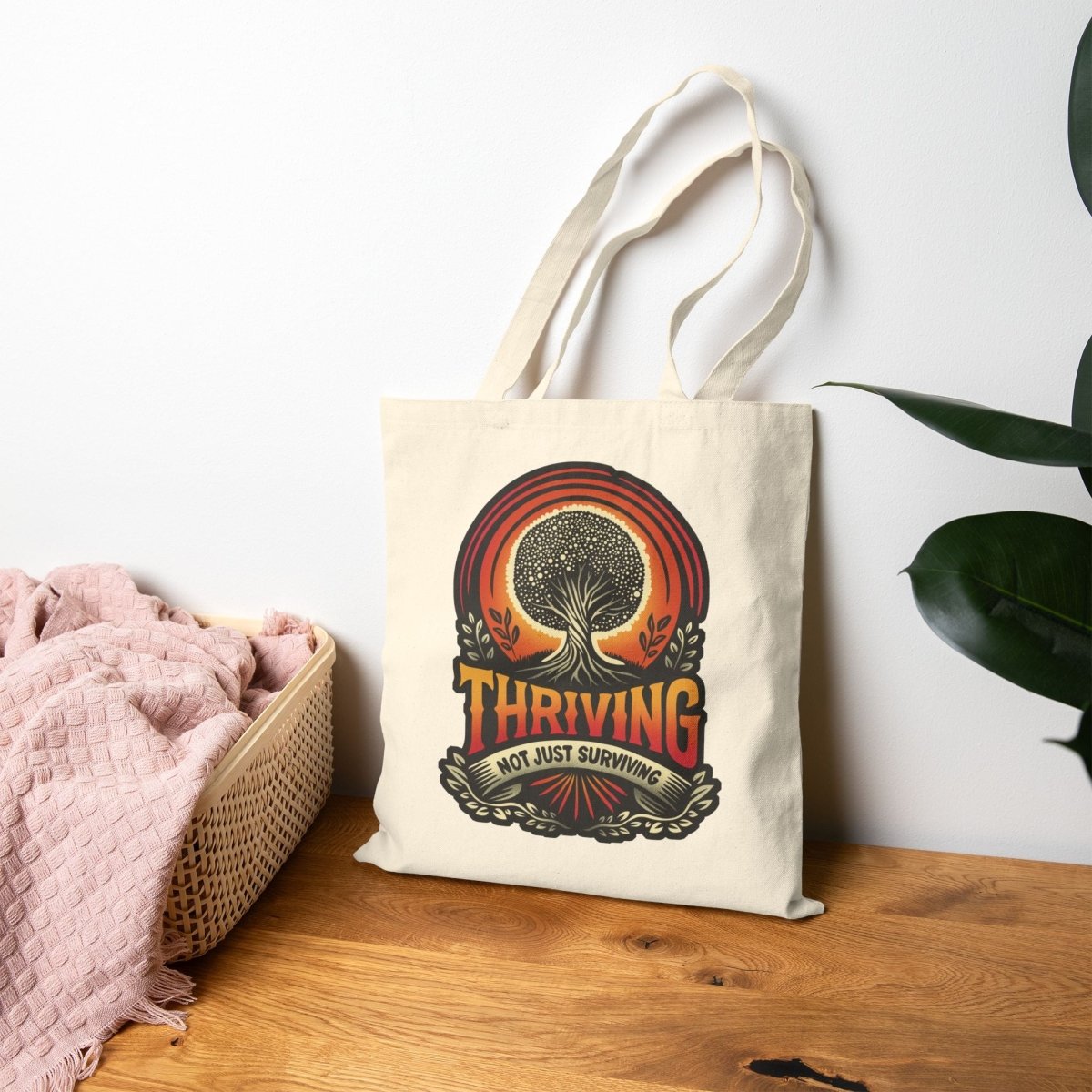 Thriving Cotton Canvas Tote Bag - Self-Care Shirts for mental health