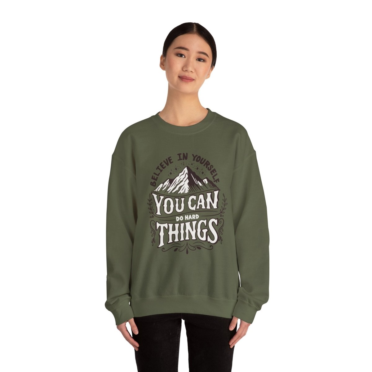 You Can Do Hard Things Brown Sweatshirt - Self-Care Shirts for mental health