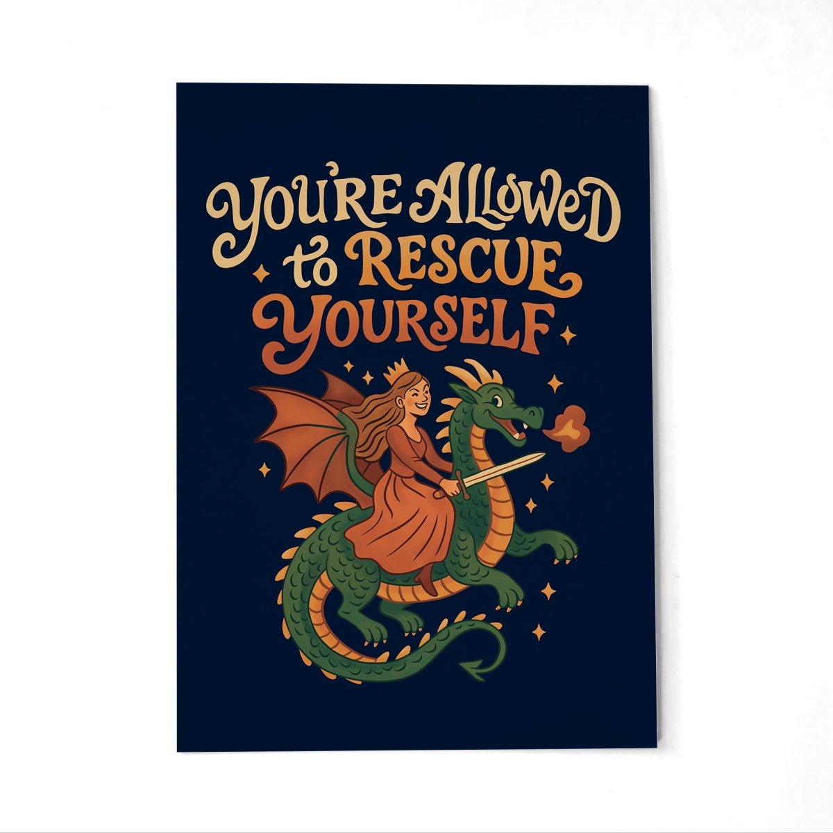 You're Allowed to Rescue Yourself Postcard - Self-Care Shirts